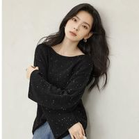 DUIBAI 對(duì)白 女士一字領(lǐng)針織衫 EDE019B