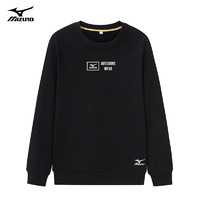 Mizuno 美津濃 衛(wèi)衣男 休閑純色圓領(lǐng)寬松戶(hù)外男士上衣 黑色