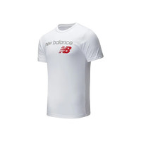 new balance logo印花男針織上衣短袖T恤圓領(lǐng)半袖 MT01987-WT M