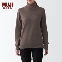 MUJI 無(wú)印良品 無(wú)印良品 MUJI 女式 頸部使用了棉可水洗高領(lǐng)毛衣BAG15A2A 長(zhǎng)袖打底針織衫 深咖啡色