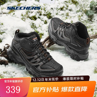 SKECHERS 斯凱奇 男士秋冬舒適保暖老爹鞋耐磨增高休閑鞋緩震中幫戶外鞋 BKCC黑色/炭灰色 41碼