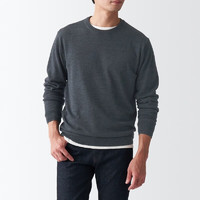 MUJI 無(wú)印良品 無(wú)印良品（MUJI）男式 美利奴羊毛 可水洗 圓領(lǐng)毛衣 AAA03A1A 長(zhǎng)袖針織衫 深灰色