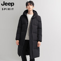 JEEP SPIRIT 白鴨絨外套男女冬季加厚過膝長款情侶外套白鴨絨保暖防寒服 622 黑色 3XL