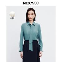 NEXY.CO 奈蔻 波點(diǎn)百搭系帶領(lǐng)長袖襯衫女 XE00417L4