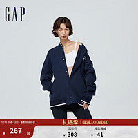 Gap 蓋璞 男女裝刺繡logo純棉棒球服運動針織外套 452531