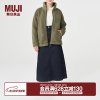 MUJI 無印良品 無印良品 MUJI 男女通用 羊羔絨 拉鏈夾克 毛絨加絨厚外套 秋冬季 卡其綠