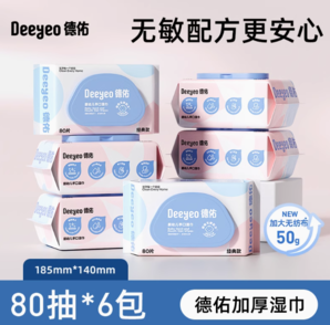 Deeyeo 德佑 嬰兒濕巾80抽6包