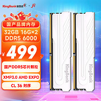 KINGBANK 金百達(dá) 32GB(16GBX2)套裝 DDR5 6000 臺(tái)式機(jī)內(nèi)存條 國(guó)產(chǎn)DDR5顆粒 銀爵 C36