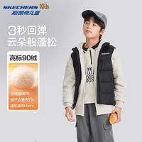 SKECHERS 斯凱奇 兒童輕薄三防羽絨馬甲L424K080 碳黑/0018 120cm