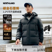 NORTHLAND 諾詩(shī)蘭 男士羽絨服高蓬鵝絨羽絨服防潑防油污通勤戶(hù)外徒步羽絨外套 爵士灰色 180