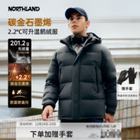 NORTHLAND 諾詩(shī)蘭 男士羽絨服高蓬鵝絨羽絨服防潑防油污通勤戶外徒步羽絨外套 爵士灰色 180