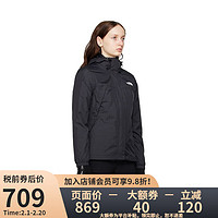 THE NORTH FACE 北面 美版女款防風(fēng)防水透氣連帽沖鋒衣夾克 JK3-黑色 L