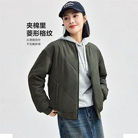 GIORDANO 佐丹奴 女士棒球領(lǐng)菱形格紋梭織棉衣外套