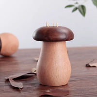 Mui 木易 小蜜蜂牙簽盒擺件實(shí)木家用個(gè)性創(chuàng)意牙簽筒餐廳客廳高檔木質(zhì)可愛 蘑菇簽盒擺件