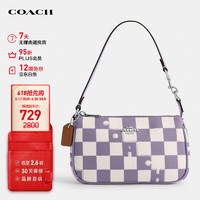 COACH 蔻馳 女士小號方格印花手提麻將包拼色CR394SVWPB