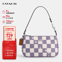 COACH 蔻馳 女士小號(hào)方格印花手提麻將包拼色CR394SVWPB