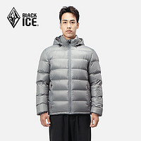 BLACKICE 黑冰 24新款休閑保暖連帽鴨絨羽絨服可脫卸帽男款羽絨外套 灰色 L