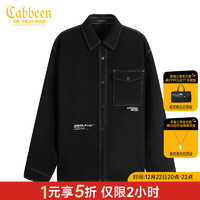 Cabbeen 卡賓 男裝休閑翻領(lǐng)呢茄克 2021秋冬新款潮流明線繡花襯