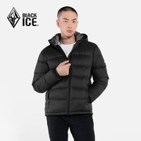 BLACKICE 黑冰 24新款休閑保暖連帽鴨絨羽絨服可脫卸帽男款羽絨外套 啞黑 S