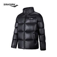 saucony 索康尼 男子羽絨服外套亮黑色城市通勤冬季防風保暖