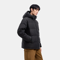 Gap 蓋璞 男裝2024秋冬徽章logo抽繩立領連帽羽絨服純色外套677652