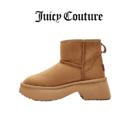 Juicy Couture 橘滋 靴子女2024年冬季厚底加絨雪地靴短靴