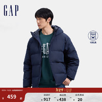 Gap 蓋璞 男士徽章logo抽繩立領連帽羽絨服 677652
