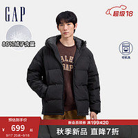 Gap 蓋璞 男士徽章logo抽繩立領連帽羽絨服 677652