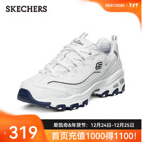 SKECHERS 斯凱奇 女鞋小白熊女士休閑鞋子厚底增高百搭運動軟底老爹鞋女99999863 白色/海軍藍色/WNV