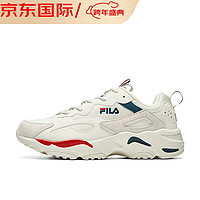 FILA 斐樂 韓版FILA減震防滑耐磨低幫老爹鞋男女同款灰綠紅