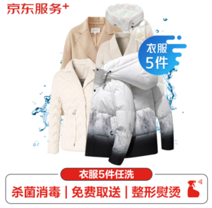 JINGDONG 某東 洗衣服務(wù) 衣服任洗5件1次 上門取送價(jià)值2000元內(nèi)四季衣服