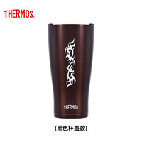 THERMOS 膳魔師 不銹鋼啤酒杯 TCDE-600 冰酷系列 荊棘圖騰 600ml 黑色杯蓋