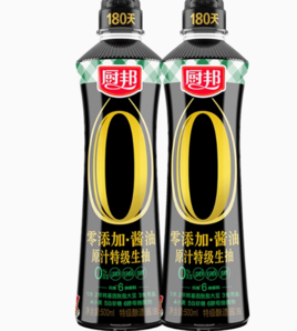 88VIP！廚邦 醬油零添加原汁特級生抽 500ml*2瓶