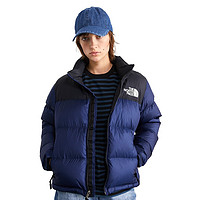 THE NORTH FACE 北面 TNF北面美版1996女羽絨服連帽DWR防潑水海軍藍(lán)/黑色 L