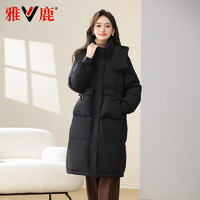 YALU 雅鹿 2024新款羽絨服女中長(zhǎng)款  黑色 L