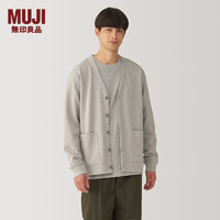 MUJI 無印良品 無印良品（MUJI）男式 雙層織 米蘭諾羅紋V領(lǐng)開衫 男士毛衣男款針織衫24年冬 灰色