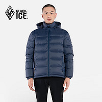 BLACKICE 黑冰 24新款休閑保暖連帽鴨絨羽絨服可脫卸帽男款羽絨外套 啞藍(lán) XXXL