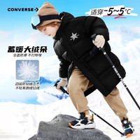 CONVERSE 匡威 中長款加厚羽絨服 260g充絨 正黑色