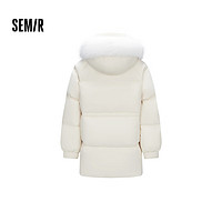 Semir 森馬 羽絨服女中長款毛領(lǐng)奶白（白鴨絨）10501 155/80A/S