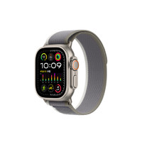 Apple 蘋果 Watch Ultra2 智能手表 GPS+蜂窩版 49mm 鈦金屬原色表殼 綠配灰色野徑回環(huán)式表帶 S/M