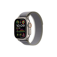 Apple 蘋果 Watch Ultra2 智能手表 GPS+蜂窩版 49mm 鈦金屬原色表殼 綠配灰色野徑回環(huán)式表帶 M/L