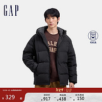 Gap 蓋璞 男士徽章logo抽繩立領連帽羽絨服 677652