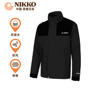 NIKKO 日高 秋冬夾克外套三合一兩件套戶外運動情侶款登山服加厚防風(fēng)防水上衣 黑色 XXXL