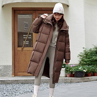 TANBOER 坦博爾 高充絨量長(zhǎng)款羽絨服女過膝加厚高級(jí)感女裝美拉德外套
