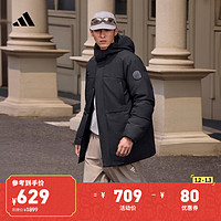 adidas 阿迪達斯 600蓬保暖拒水防潑防風連帽鴨絨羽絨服冬季阿迪達斯輕運動 黑色 2XL