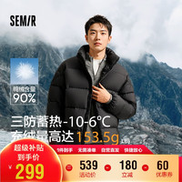 Semir 森馬 輕松羽絨|羽絨服男2024冬季三防外套厚款立領(lǐng)面包服109724113102 黑色90001 L