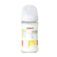 Pigeon 貝親 母乳實(shí)感第3代PRO系列 玻璃奶瓶 240ml 動(dòng)物園白色 M 3月+