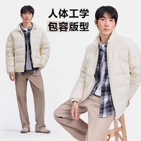 Gap 蓋璞 男女裝2024秋冬新款刺繡logo小立領防風羽絨服678656純色外套 象牙白 (185/108A) 亞洲尺碼