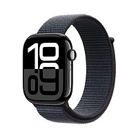 Apple 蘋果 atch Series 10 智能手表 GPS款 42mm 亮黑色 黑色橡膠表帶