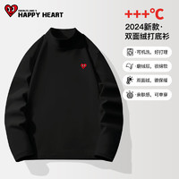 CHARLES JANG'S HAPPY HEART 查爾斯桃心 打底衫女秋冬季潮流雙面絨保暖內(nèi)搭上衣服女裝休閑長(zhǎng)袖t恤女 黑色 小桃心_K L